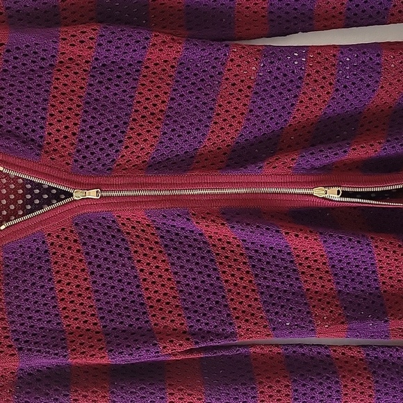 Derek Lam Purple Wine Zip Front Mesh Weave Cardigan Size Medium - Picture 2 of 6